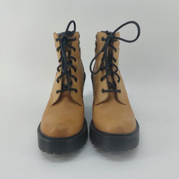 Dr. Martens Tan Persephone Sz 8 Eye Heeled Ankle Boots Women - Picture 4 of 12